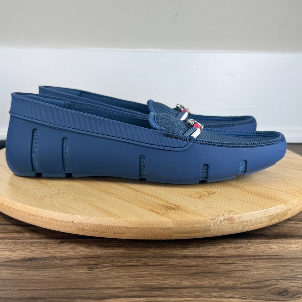 SWIMS Braided Lace Loafers Women 8 Navy Blue Excellent Water Resistant Mesh Shoe